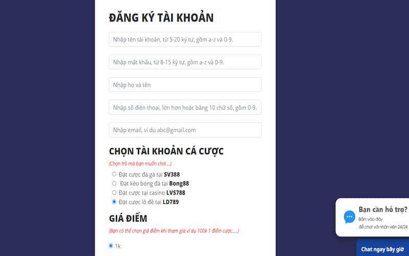 Cách đăng ký tài khoản LD789/ VN789/One789